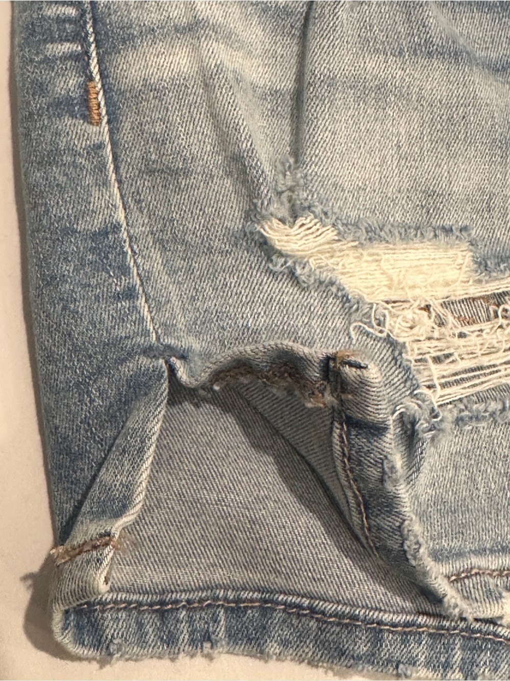 American Eagle Outfitters Light Blue Distressed Denim Shortie - Picture 6 of 7